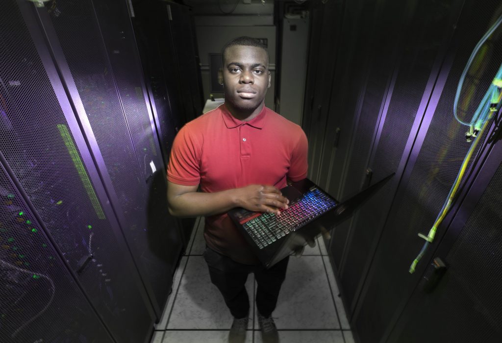 Computer science student in data centre