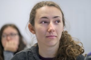 Student looking to front of class